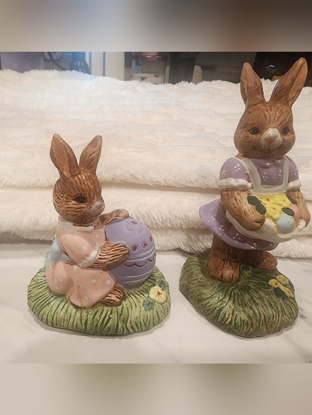 Artmark Hand Painted Ceramic Easter Bunny Figurines Set of 2 – Spring Decor